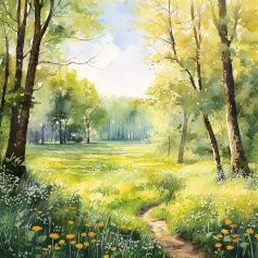 une aquarelle d'un paysage une aquarelle d'un paysage